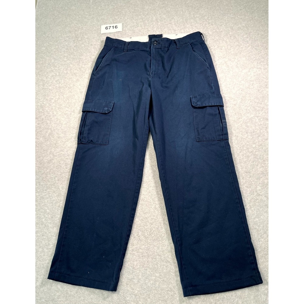 Red‎ Kap Cargo Pants Mens 36 Blue Flat Front Wide Leg Workwear Utility Casual